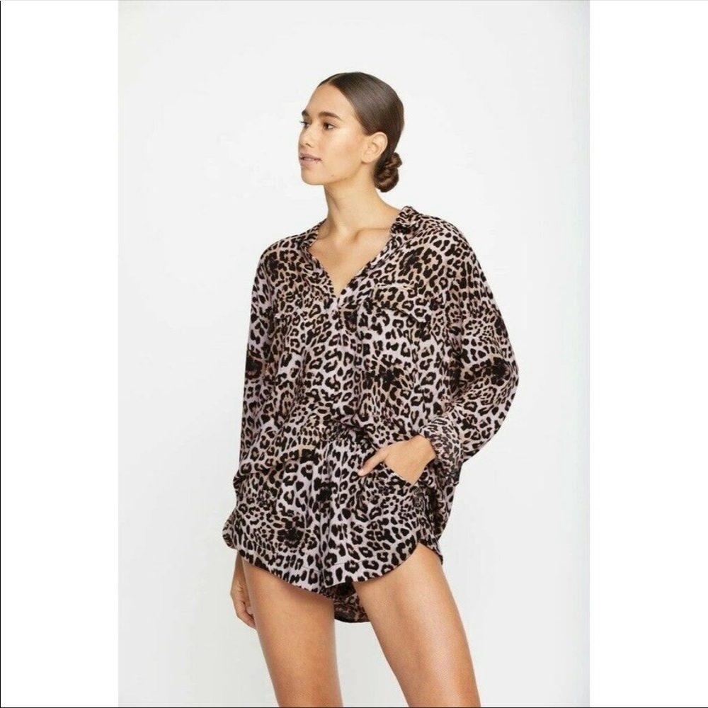 Mikoh Cannes Long Sleeve Leopard Print Tunic